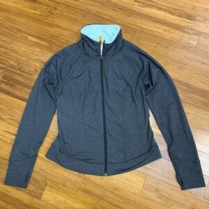 Lucy Full Zip Jacket Womens Size Large Athletic Running‎ Thumb Holes Fitted Gray
